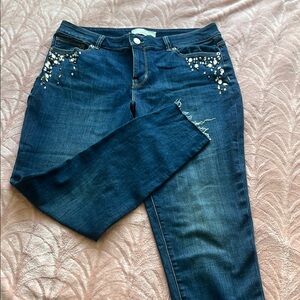 Maurices Blue Skinny Jeans with Embellishments